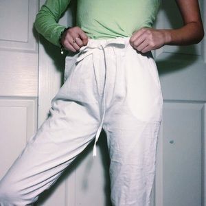 WHITE DRAWSTRING PANTS - Brand New